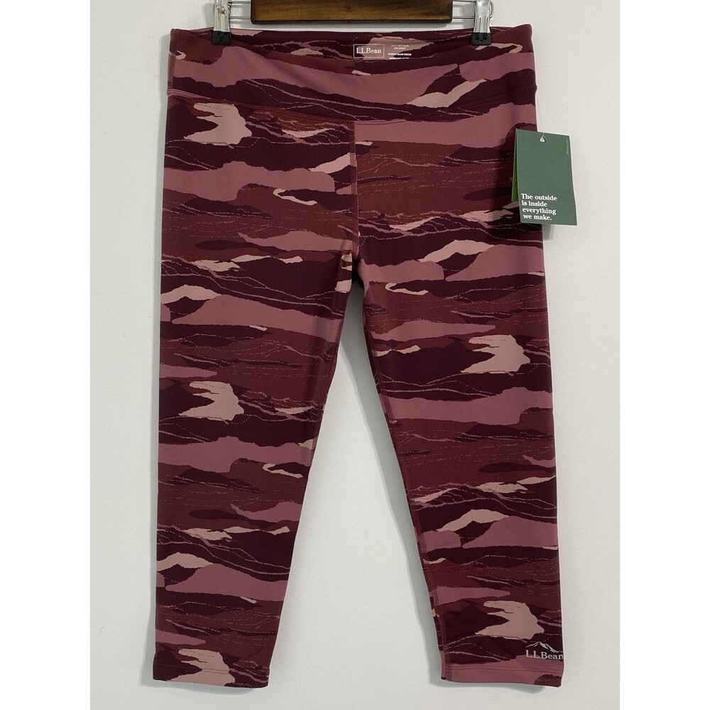 L.L. Bean Boundless Performance Leggings Women's L Capri Cropped Printed NEW - Picture 2 of 12